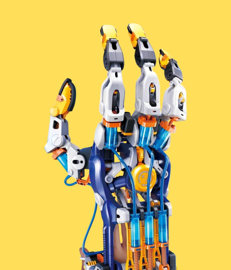 Award-Winning Cyborg Hand The Thames & Kosmos Mega Cyborg Hand is a wearable hydraulic hand powered entirely by air pressure and water, with enough grip to actually lift objects. Three configurations, adjustable finger joints, and a STEAM Toy of the Year award to back it up.