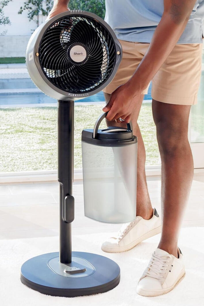 Keep cool during these hot days. When the heat is unbearable, the Shark FlexBreeze Pro Mist Fan is the cooling solution that actually works. With integrated misting that lowers temperatures by up to 12 degrees, five fan speeds, and airflow that reaches up to 70 feet away, this isn't just